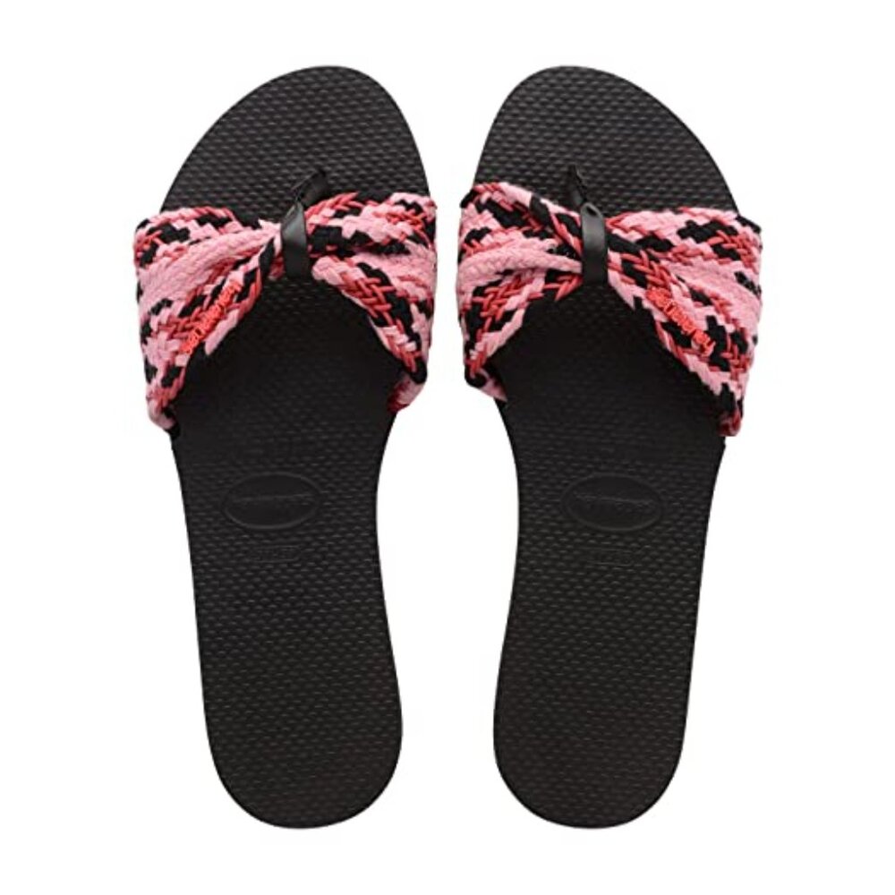 Havaianas You St. Tropez Mesh Slide Sandals Black Pink Women’s 11/12 NWT